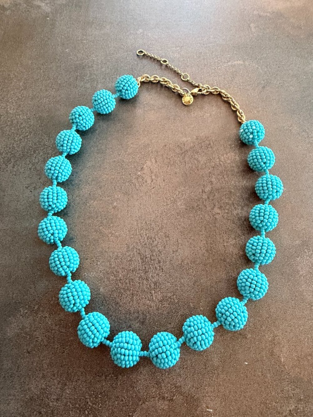 J.Crew Turquoise Seed Bead Graduated Ball Statement Necklace, Like New